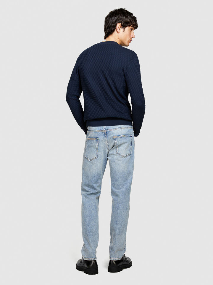 Solid colored sweater - men's crew neck sweaters - Dark Blue | Sisley image number 3